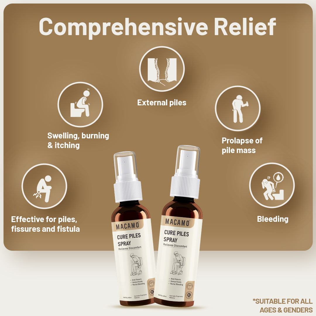 Macamo Cure Piles Spray | Herbal Spray for Piles | Piles Pain Relief Spray | Ayurvedic Piles & Fissures Spray