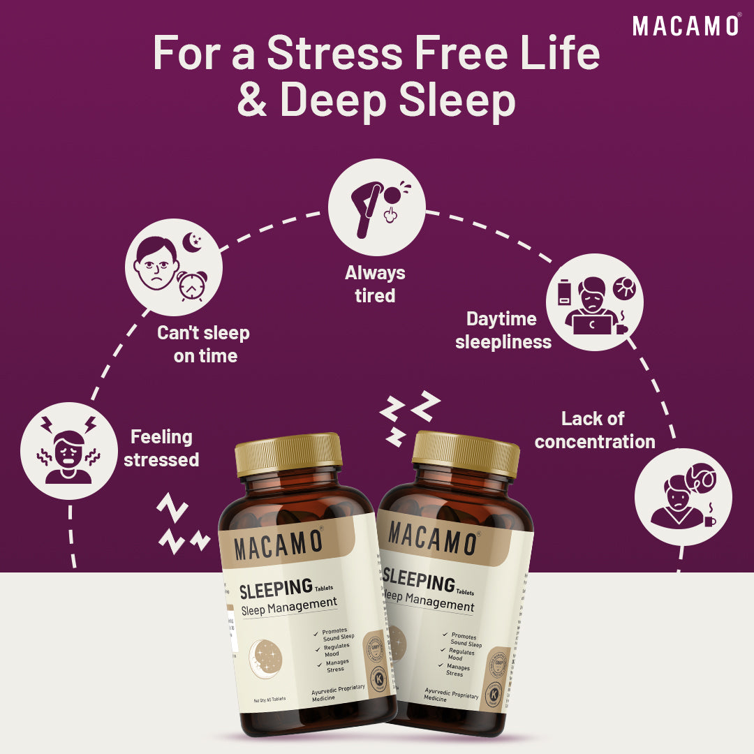 Macamo Sleeping Tablet | Supplements for sleep | Ayurvedic Supplement for Good Sleep | Natural Supplement for Sleep | Relieves Stress & Anxiety