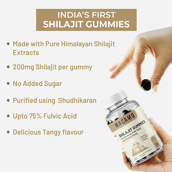 Macamo Shilajit Gummy | Best Shilajit Brand in India | Pure Himalayan Shilajit in Gummy Form | Original Shilajit Gummies (30 pcs) | No Added Sugar | Gelatin Free