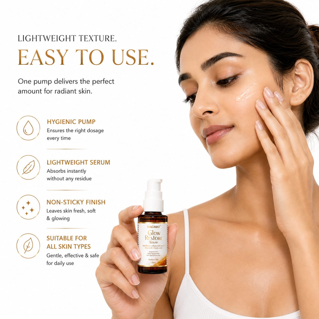 Brightens skin. Fades pigmentation. Restores your glow.