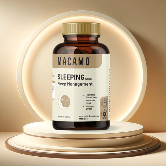 Macamo Sleep Tablet | Better Sleep Management | Deep & Long Sleep | Ayurvedic Supplement for Healthy Sleep | Natural Remedy for Insomnia | Relieves Stress & Anxiety