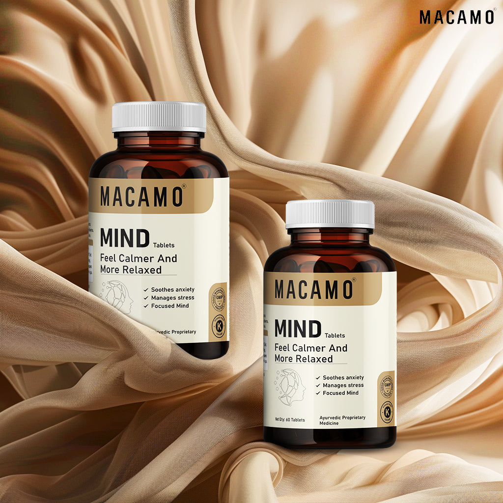 Macamo Mind Tablets | Brain Health Supplement | Ayurvedic Supplement for Stress & Anxiety | Mind Relax Tablet | Improve Focus & Concentration