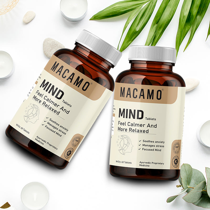 Macamo Mind Tablets | Brain Health Supplement | Ayurvedic Supplement for Stress & Anxiety | Mind Relax Tablet | Improve Focus & Concentration